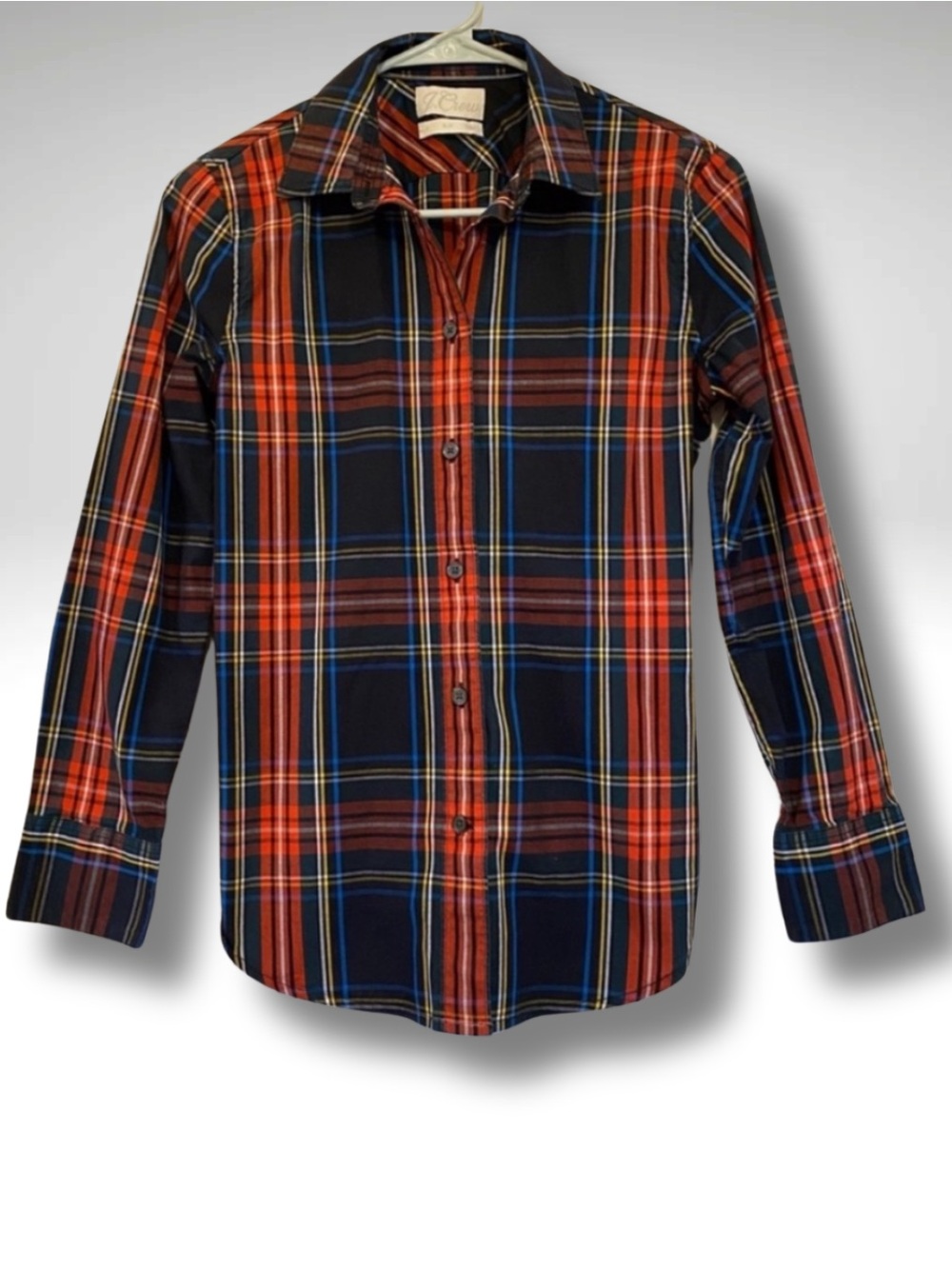 J. Crew Red and Navy Plaid Button-Down Shirt